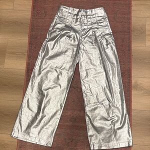 THE GREAT. Silver Wide-Leg Pants